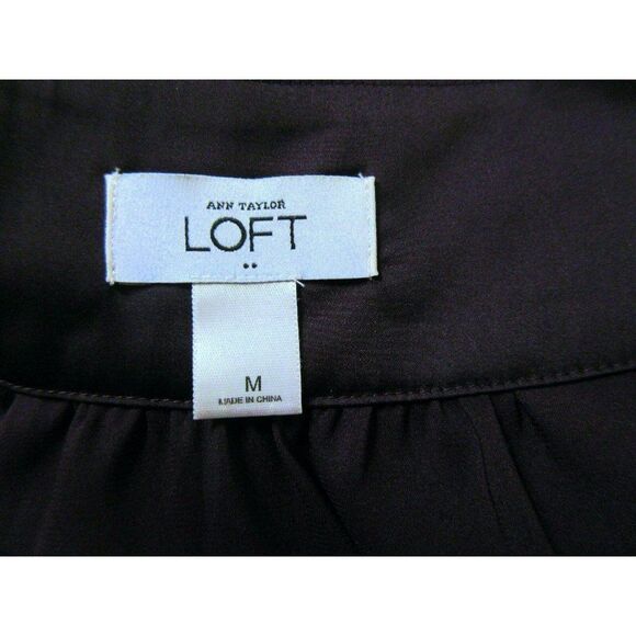 LOFT Fluted Scoop Neck Pullover Blouse Sz M Sleeveless Stretch Top Plum - Picture 5 of 5